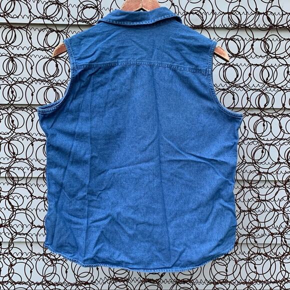 Vintage 90s Eeyore Piglet Disney sleeveless chambray shirt LARGE - Picture 2 of 5